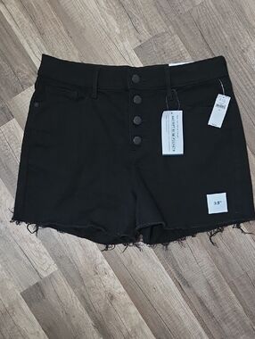 Old Navy Black High-Rise Button-Fly Raw Hem Denim Shorts 3.5" Inseam